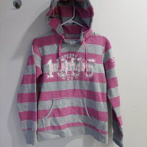 Walt Disney World Resort pink and gray striped rhinestone women's hoodie Size M